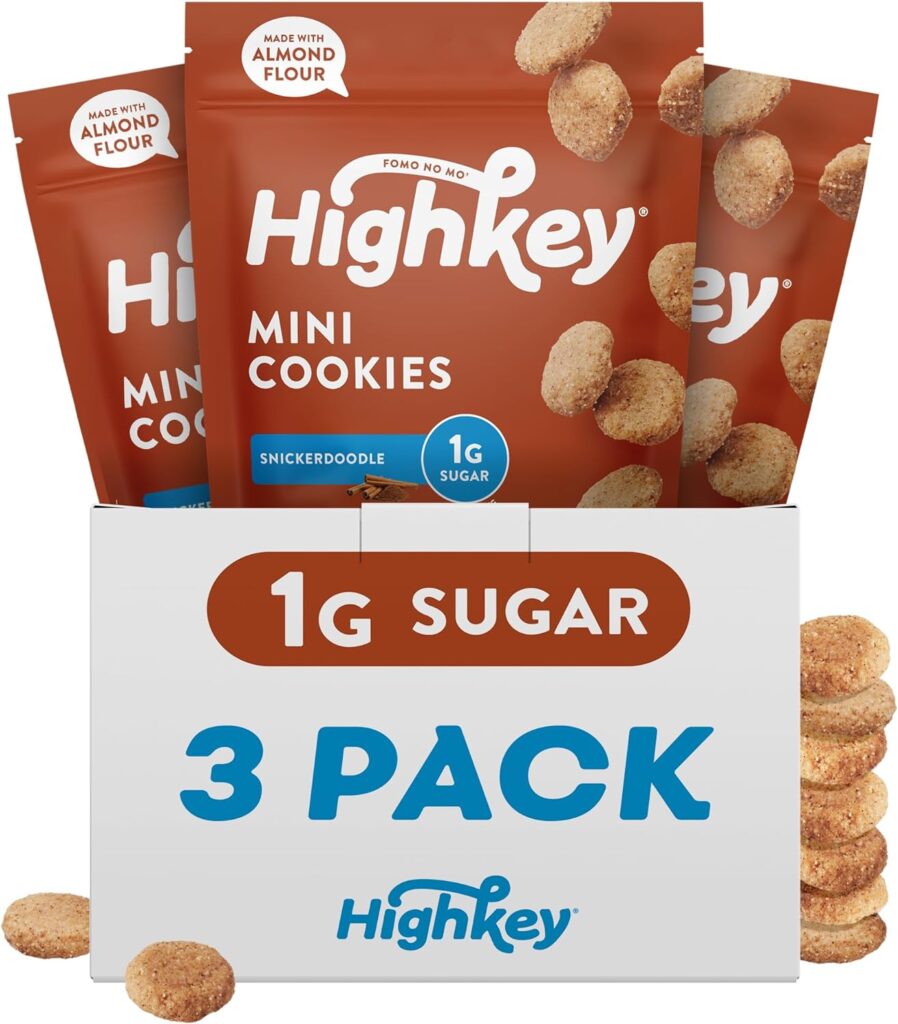 HighKey Low Carb Snickerdoodle Cookie - Keto Snacks Diabetic Desserts Diet Friendly Food Gluten Free Zero Carbs Treat Cinnamon Sweets Healthy Snack Foods Almond Flour Sugar Free Cookies 3Pack