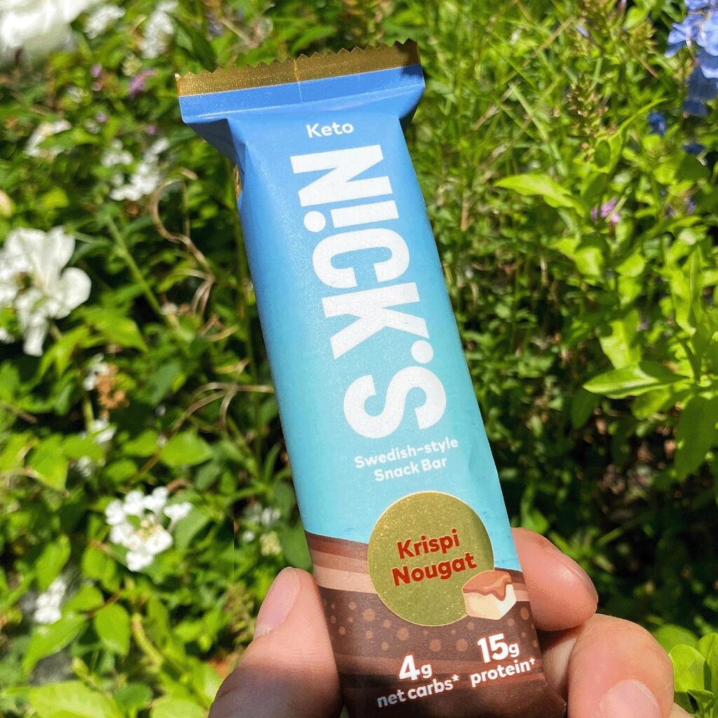 Nicks Protein Bars Crispy Nougat | 15g protein | 160 calories | Low Carb Keto Friendly Snacks No Added Sugar (Multipack 24 bars x 50g)