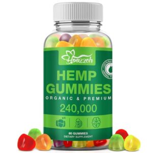 Hoozzch Natural Organic Hemp Gummies Advanced Extra Strength High Potency Hemp Oil Extract Supplement with Pure Hemp Oil Gummy Gluten Free Made in USA