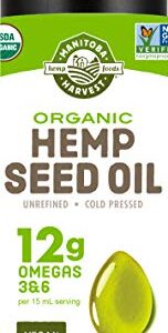 Manitoba Harvest Organic Hemp Oil, Cold Pressed, 12g of Omegas 3&6 Per Serving, Non-GMO, 16.9 Fl Oz