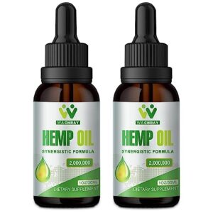 Hemp Oil Drops High Potency - 2,000,000 Maximum Strength Organic Grown in The USA - Natural Hemp Tincture - C02 Extraction, Vegan, Non-GMO Pack of 2