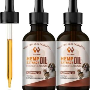 WACHRAY Organic Hemp Oil for Dogs & Pets Max Potency, Joint Relief, Calming, Miracle Formula Anxiety, Pain, Stress, Sleep, Arthritis, Seizures Relief - Cat Anxiety Relief - Hemp Oil Drops Treats