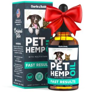 Charlie & Buddy Hеmp Оil for Dogs Cats - Helps Pets with Аnxiеty, Pаin, Strеss, Slееp, Аrthritis, Sеizures Rеlief - Нiр Jоint Hеalth - Cаlming Trеats