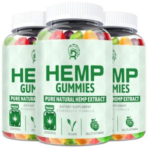 3 Pack Hemp Gummies Extra Strength Organic High Potency Hemp Supplement Gummies with Pure Hemp Oil Extract, Best Low Sugar Big Bear Gummy, Non-GMO, Fruit Flavor Made in USA