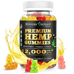 STANCES ORCHARD Hemp Gummies, High Potency Stress Reduction, Natural Hemp Gummies for Adult Relaxation Vegan GMO Free Zero ÇBD Oil - Made in USA - 60 Counts