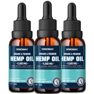 (3 Pack) Hemp Oil High Potency - Maximum Strength Natural Hemp Drops Organic Tincture with Vegan, Non-GMO - Grown & Made in USA