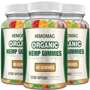 3 Packs Natural Hemp Gummies High Potency Pure Hemp Oil Advanced Pain & Sleep - Extra Strength Organic Hemp Supplement Grown in USA, Vegan, Non-GMO, Edibles for Adults
