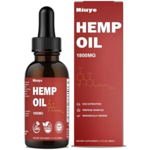 Hemp Oil Extra Strength - 1800mg High Potency - Rich in Omega 3-6-9 - CO2 Extraction & Organically Grown - 3rd-Party Tested & Non-GMO