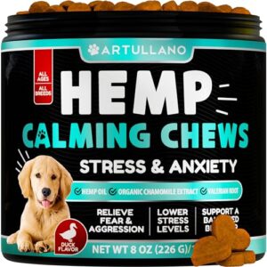 Hemp Calming Chews for Dogs - Dog Calming Treats - Dog Calming Chews - Anxiety Relief Treats - Dog Anxiety Relief - Stress - Sleep Calming Aid - Hemp Oil - Health & Wellness Supplements for Dogs