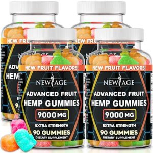 NEW AGE Naturals Fruit Advanced Hemp Gummies - Natural Hemp Oil Infused Gummies (9000 Fruit (Pack of 4))