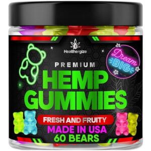 Hemp Gummies with High Potency Hemp Oil Infused Gummy Bears, Natural Omega for Deep & Healthy Bedtime Relief, Fruity Tasty Hemp Edibles, Peace and Relaxation, Mood Balance, para Dormir-Made in USA