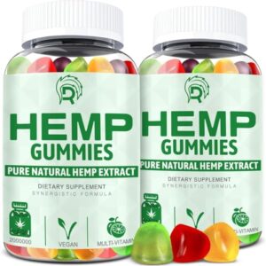 Hemp Gummies High Potency Hemp Supplement Gummies with Pure Natural Hemp Oil Extract, Edible Gummy Vegan Fruit Flavor, Made in USA