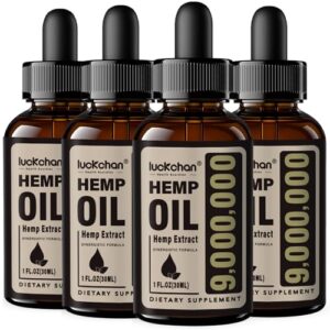 LUCKCHAN 4-Pack Hemp Oil Extra Strength Organic High Potency Hemp Drops Natural Hemp Extract, Non-GMO, Low Sugar, Made in USA (Loquat)