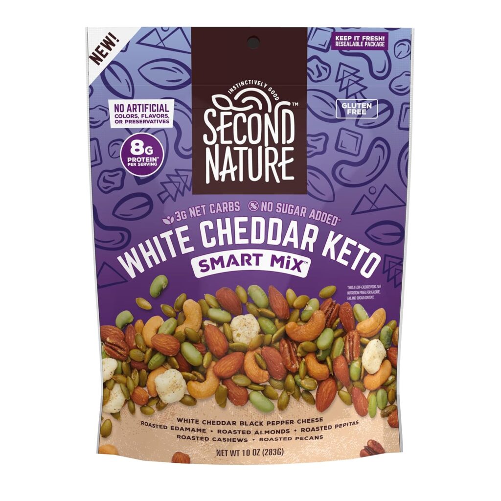 Second Nature Keto Crunch Smart Snack Mix, 10 oz Individual Snack Packs (Pack of 6) - Certified Keto Gluten Free Snack - No Sugar Added Dark Chocolate and Nut Trail Mix, Ideal for Travel Snacks